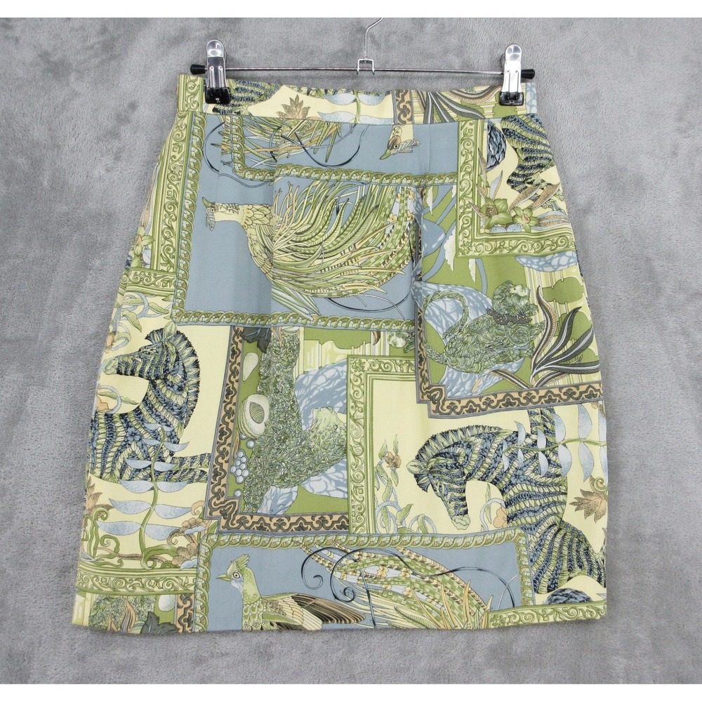 Vintage Carlisle Skirt Womens Size XS Silk Animal Bird Mini Art To Wear Office